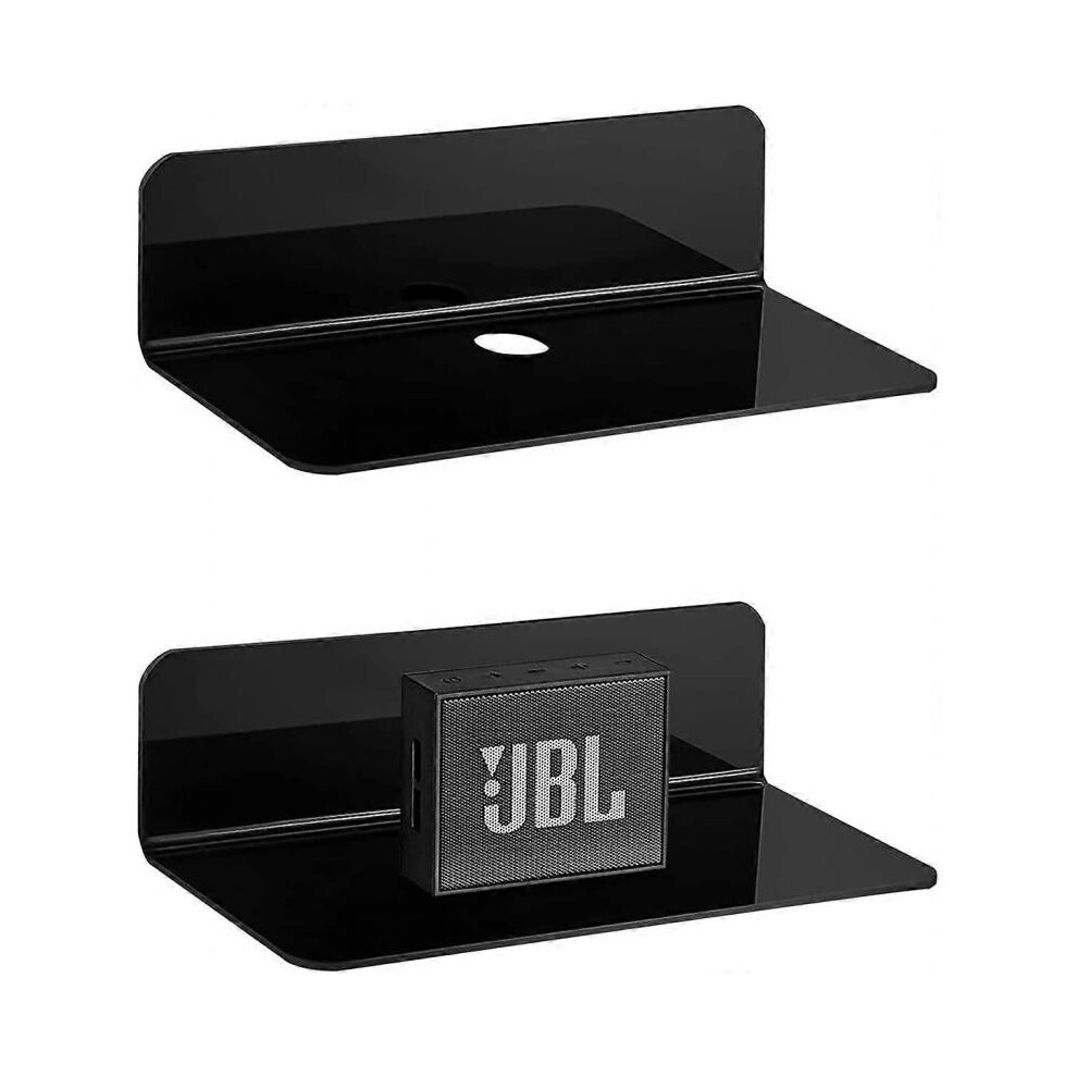 Floating Shelves Acrylic Wall Shelves Set Of 2, Adhesive Display Shelf, Black No Drill Small Wall Shelf 5004229954231