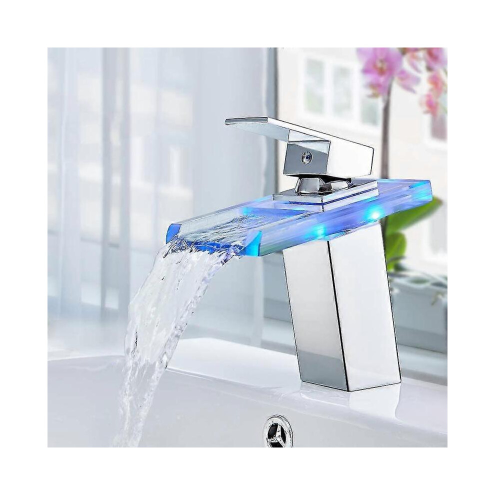 Led Waterfall Basin Mixer Tap Chrome Waterfall Bathroom Faucet Copper And Glass Basin Faucet For Basin 5004229954361