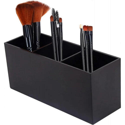 Makeup Brush Holder Organizer - Acrylic, 3 Compartments - Makeup Brush Holder 1