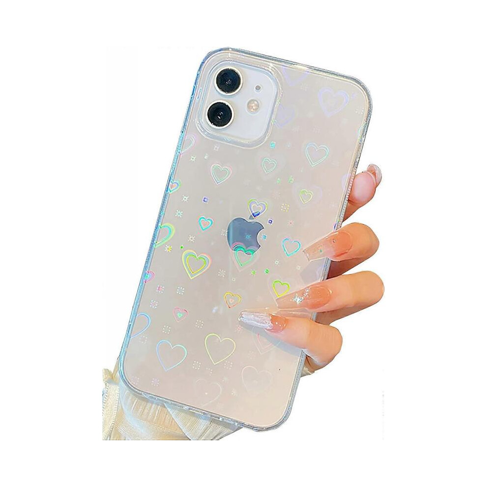 Iphone Xr Love Heart Case,Cute Clear Laser Glitter Soft Silicone Love Heart Pattern Slim Protective Shockproof 5004229954545