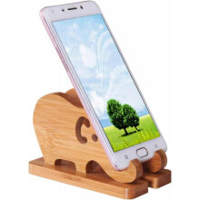 Cell Phone Stand, Phone Dock : Cradle, Holder, Compatible with Switch, Bamboo Desk Organizer Accessories (Elephant)