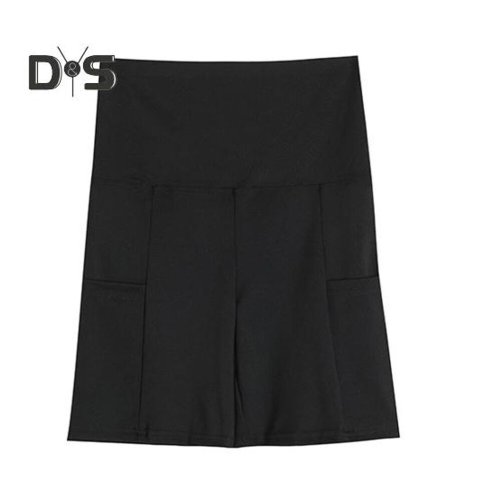 (black, L) Women Safety Shorts With Side Pockets Solid Color High Elastic Summer Shorts Sweat-absorbing Hip Lift Function Shorts