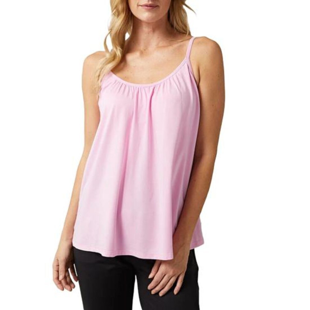 (M, pink) Camisole Top for Women Loose Cami Top with Built-in Padded Bra Summer Flowy Pleated Spaghetti Strap Tank Top for Daily Wear Exercise