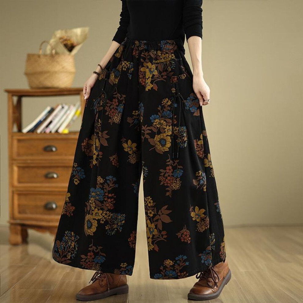 (black, XL) DIMANAF 2025 Summer Jeans Women Elastic Basic Long Pants Denim Loose Casual Floral Wide Leg Pants Casual Trousers Plus Size Pants