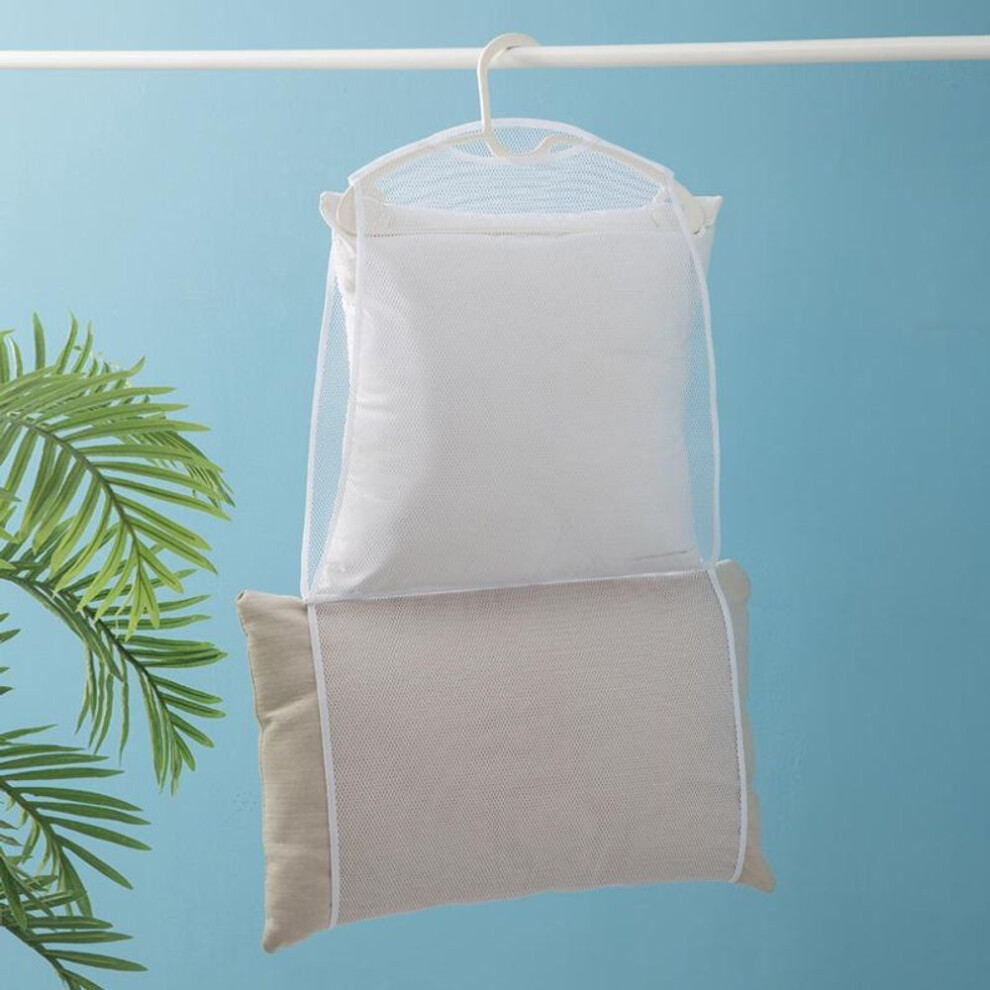 (as the picture, Small-Double layer) Mesh Bag Drying Pillow Hanger Rack Multifunction Doll Cushion Wardrobe Storage Bags Organization Drying Net Bags