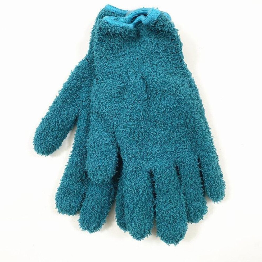 (sky blue, One Size) Microfiber Anti-Slip Cleaning Gloves Coral Fleece Dusting Gloves Absorbent Work Gloves for Kitchen Household Cleaning
