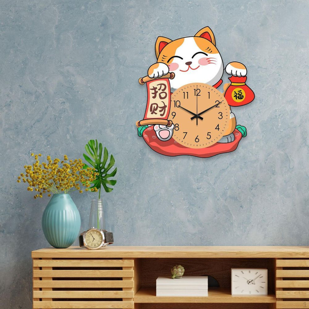 (S, as the picture) Cat Shaped Wall Clock, Decorative Decor for Kids, Funny, Silent And Non-Ticking Home Decor,