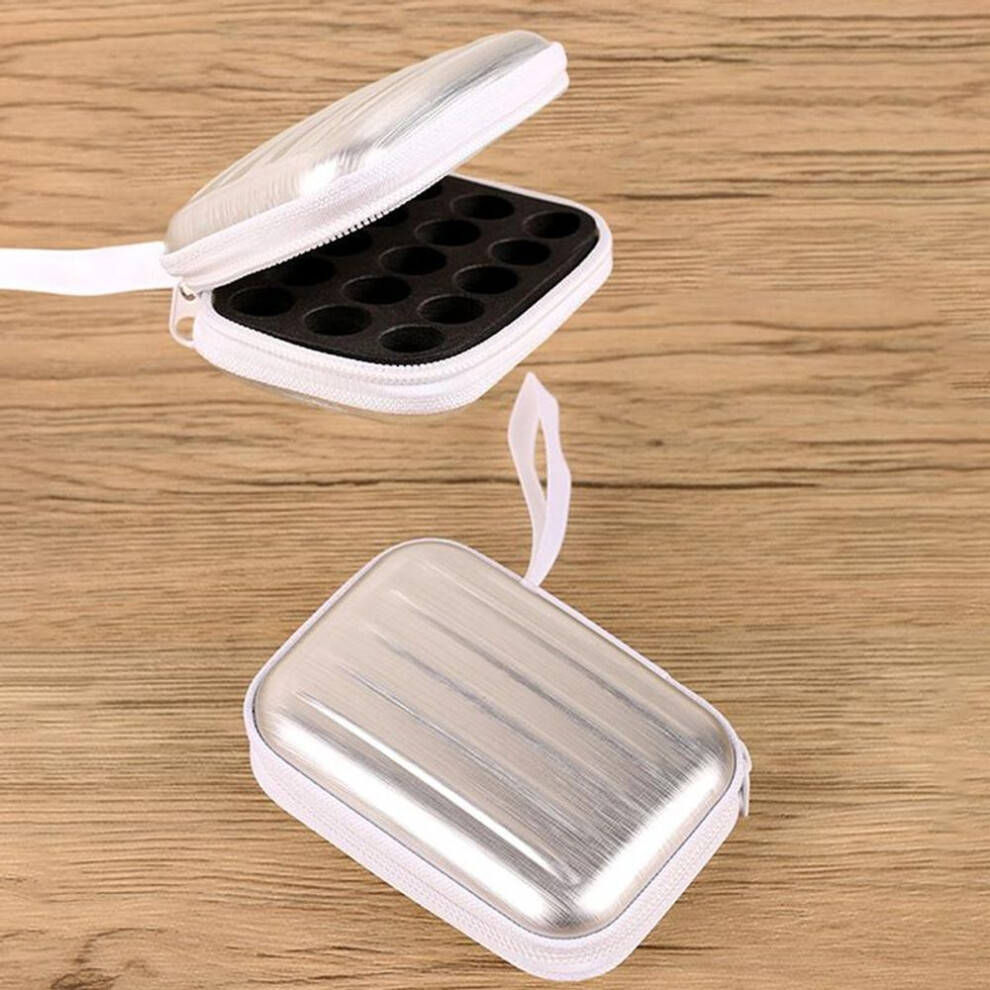(silver) 15 Compartments Essential Oil Case Protects For 1Ml 2Ml Rollers Oils Storage Box