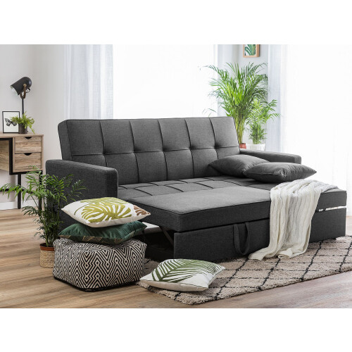 Snugg Furniture (Black) Martin Linen Fabric Reversible Footstool Sofa-Bed 2