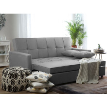 (Grey) Martin Linen Fabric Reversible Footstool Sofa-Bed