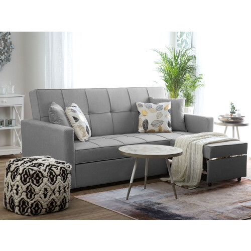 Snugg Furniture (Grey) Martin Linen Fabric Reversible Footstool Sofa-Bed 2