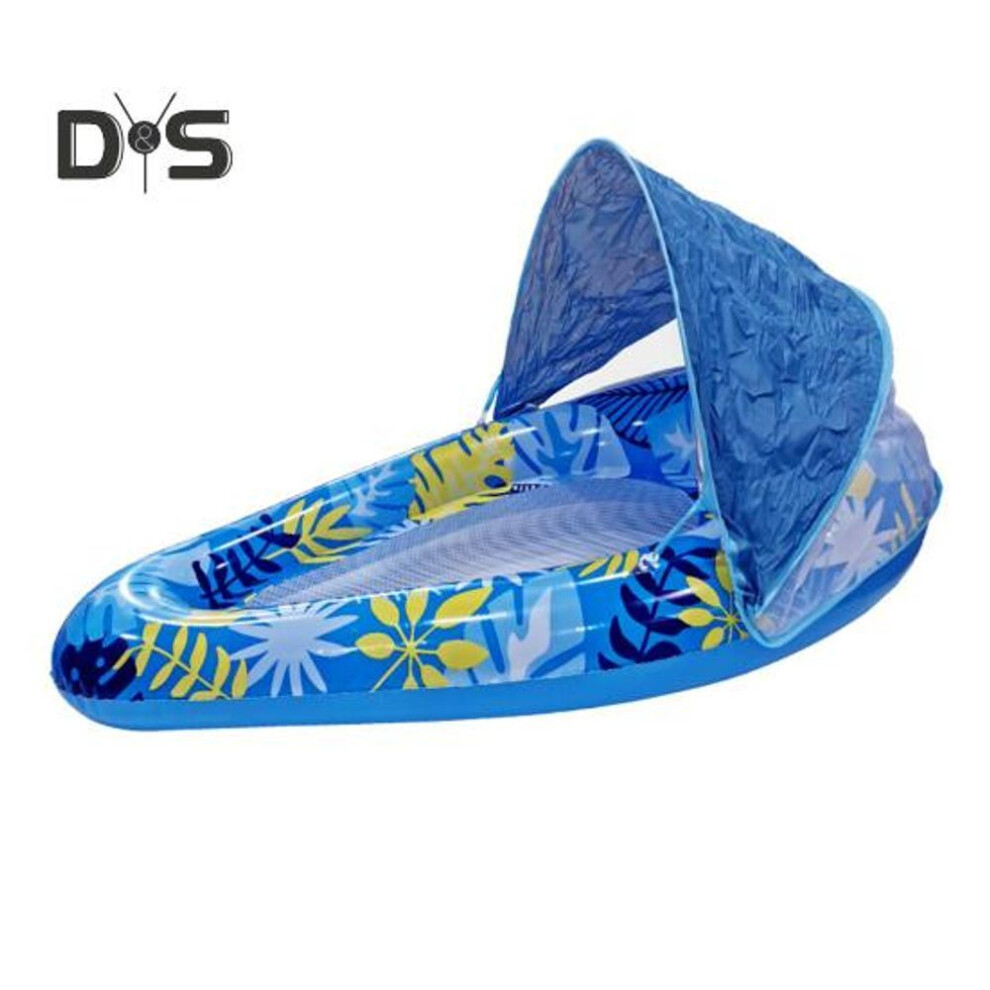 (blue) Pool Float With Canopy Inflatable Pool Lounge Chair For Adults Swimming Pool Water Chair Lounger For Summer Beach Party Water Fun