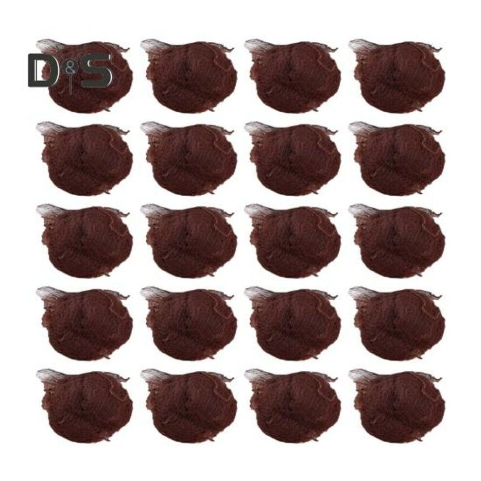 (coffee) 20Pcs Ballet Buns Hair Net 5MM Invisible Breathable Stretchy Nylon Women Girls Stewardess Nurse Bank Staff Hairbun Elastic Edge Mesh Cover