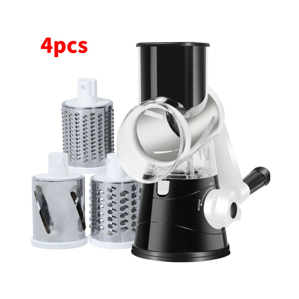 (Black) Stainless Rotary Grater Handheld Cheese Vegetables Slicer Nuts Peeler Grinder Black