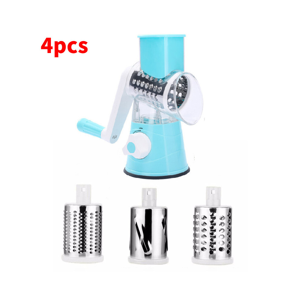 (Blue) Stainless Rotary Grater Handheld Cheese Vegetables Slicer Nuts Peeler Grinder Blue