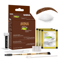 MinaiBrow Tint Kit Mittelbraun | Naturliches Augenbrauen-T   nungspuder mit abgewinkeltem Duo-Pinsel | Wasser- und wischfeste T   nung | Instant-Auge