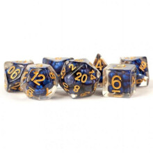 Metallic Dice-spel LIc692 Pearl Dice - Royal Blue & gold - 7 Piece