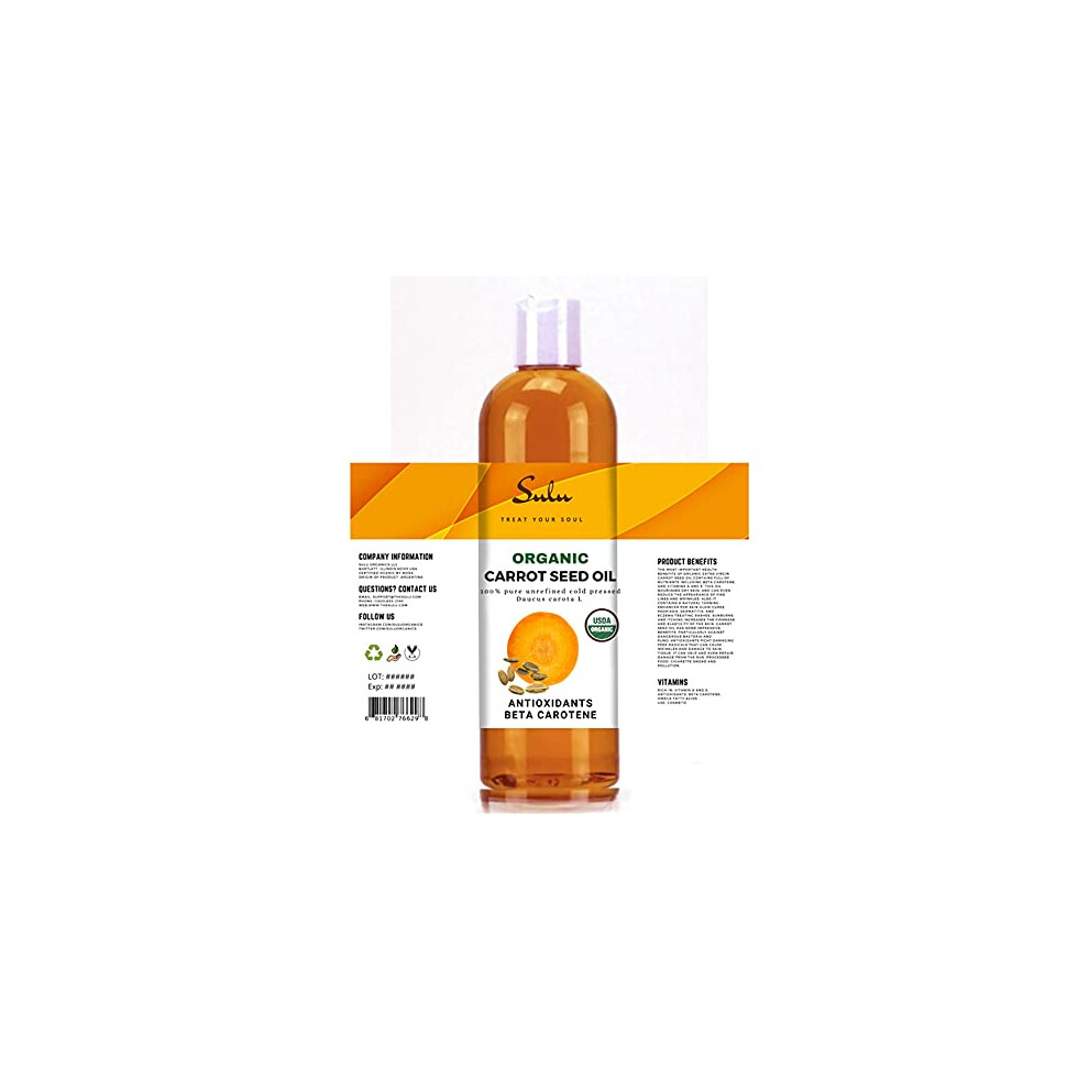 Sulu Organics Pure Organic Unrefined Cold Pressed Carrot Seed Oil (8 Oz)