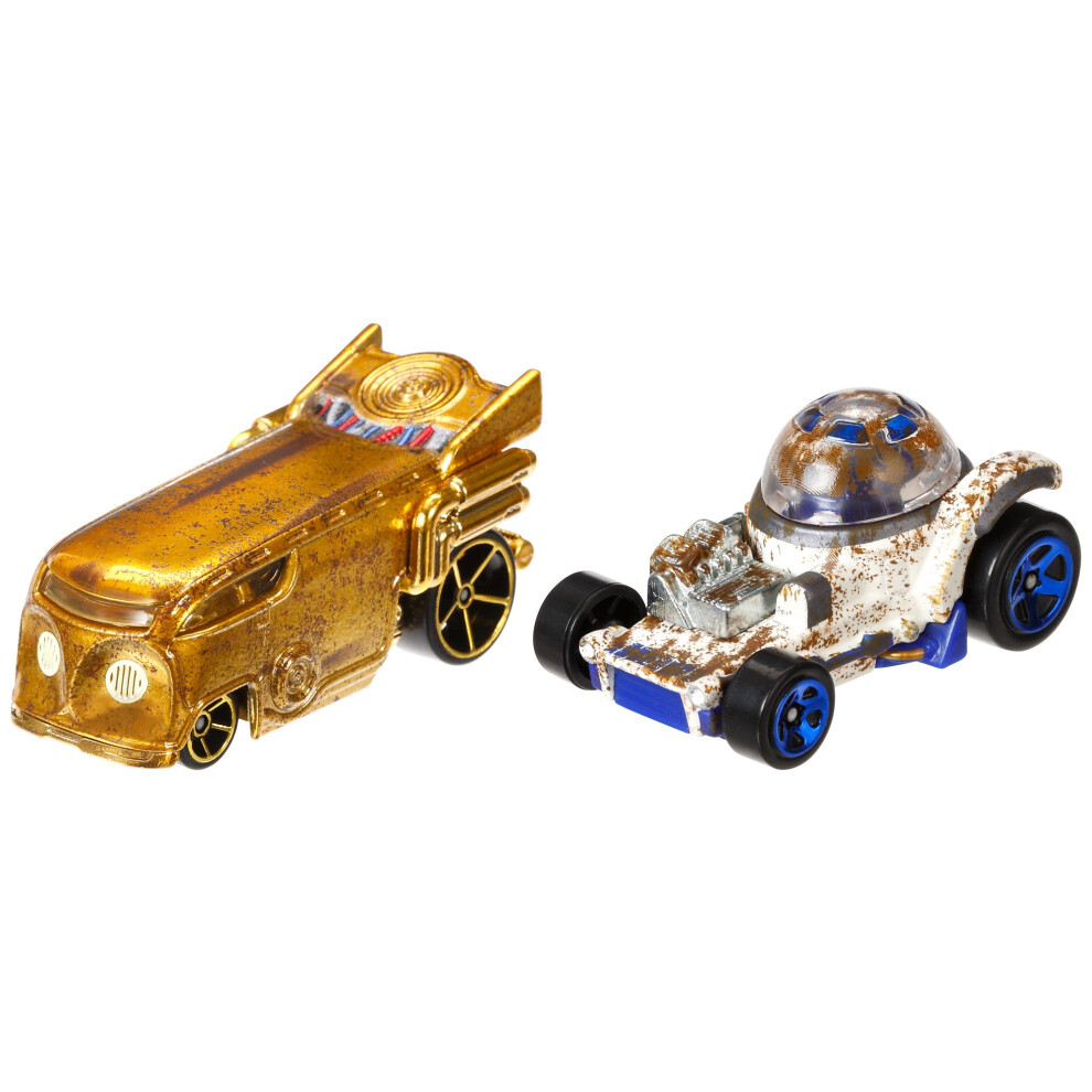 Hot Wheels Star Wars Rogue One Battle Damaged C-3P0 and R2-D2 Character Car (2-Pack)-image-OPC-PFPJCC7-NEW