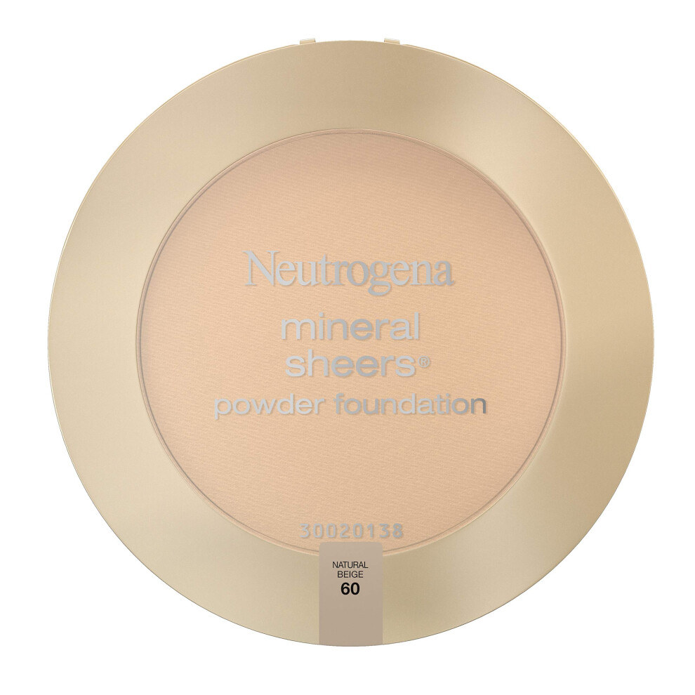 Neutrogena Mineral Sheers Compact Powder Foundation  Lightweight & Oil-Free Mineral Foundation  Fragrance-Free  Natural Beige 60  .34 oz
