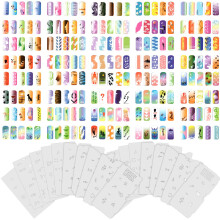 Pochants d'ongles Airbrush Art personnalise - L'ensemble de la serie de concepts # 9 comprend 20 modeles de ongles individuels avec 15 designs ch