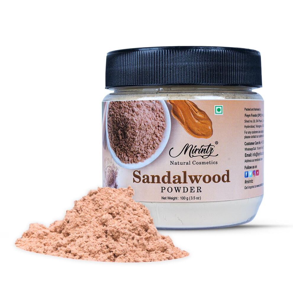 Mirintz 100% Natural Sandalwood Powder | (100 Gms) Chandan Powder For Women & Men | Herbal Sandalwood Powder For Face & Skin | Ayurvedic Face Pack For