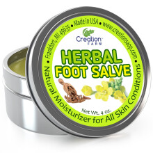 Voetzalf - Groot blik van 4 Oz kruidenvoetbalsem cr?ezalf - Mejor cuidado de Los pies met pepermunt en theeboom van Creation Farm