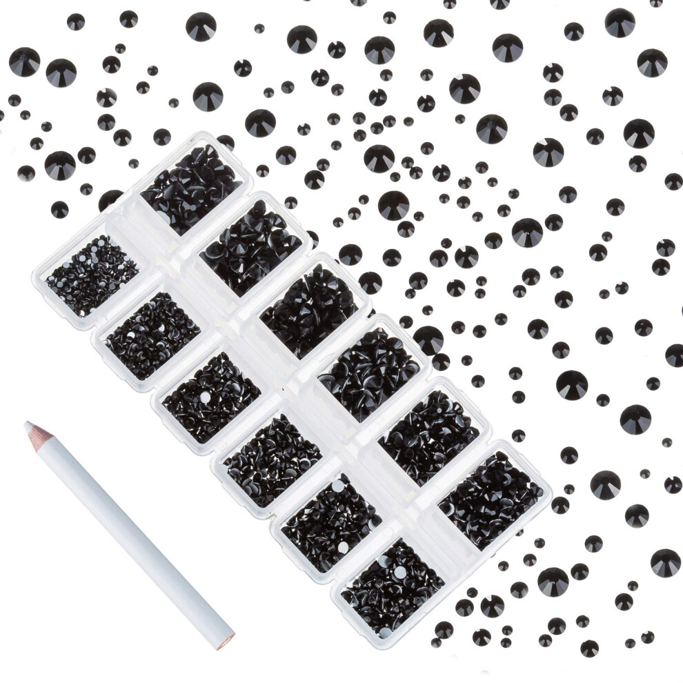 Zealer 1800pcs Zwarte Nail Art Rhinestones Ronde Kralen Glazen Charms voor Nagels Decoratie