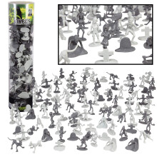 Halloween Zombie Action Figures- Big Bucket of 100 Zombies w 14 Unique Sculpts- Zombies Pets Graves & Humans for Playtime Decoration & Trick or Tr