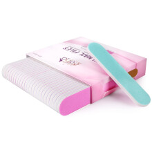25PCS Mini Size PANA Professional Double Sided Nail Files - Pink&Teal 100/180 Grit - Emery Board Nail Buffering File Manicure Pedicure Nail Polisher