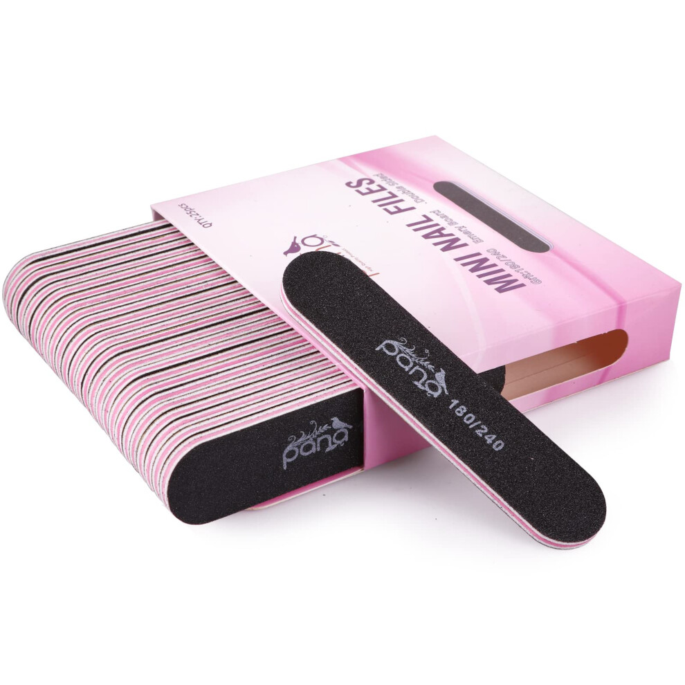 PANA Mini Lime     Ongles Double Face    meri 25 Pi   ces pour Manucure P   dicure Ongles Naturels et Acryliques - Noir (Grain 180/240)