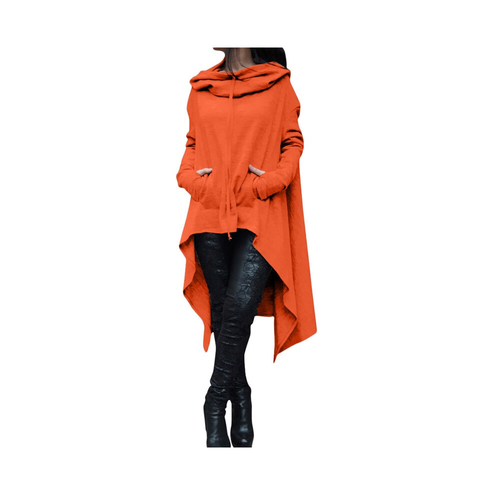 (Orange,XL)Veste de sport pull long à capuche femme S5xl mode neuve plus couleur unie