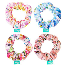Squishmallows schattige scrunchies voor meisjes van alle leeftijden - 4 grote haarscrunchies voor meisjes - 4 bedrukte scrunchies met je favoriete pe