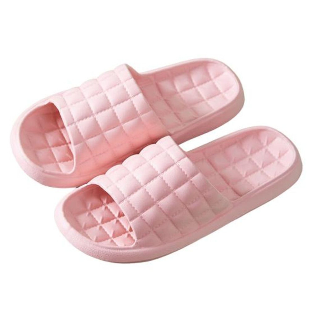 (pink, 36-37) 1 Pair Lightweight House Slippers Non-slip Simple Men Women Summer Home Slides