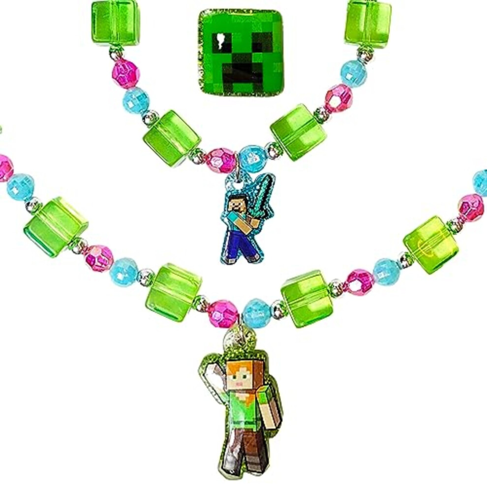 Minecraft - Set Di 3 Gioielli Per Bambine, Con Giocattoli Da Principessa | Set Di Gioielli Con Collana Di Perline Per Bambine - Braccialetti E An-image