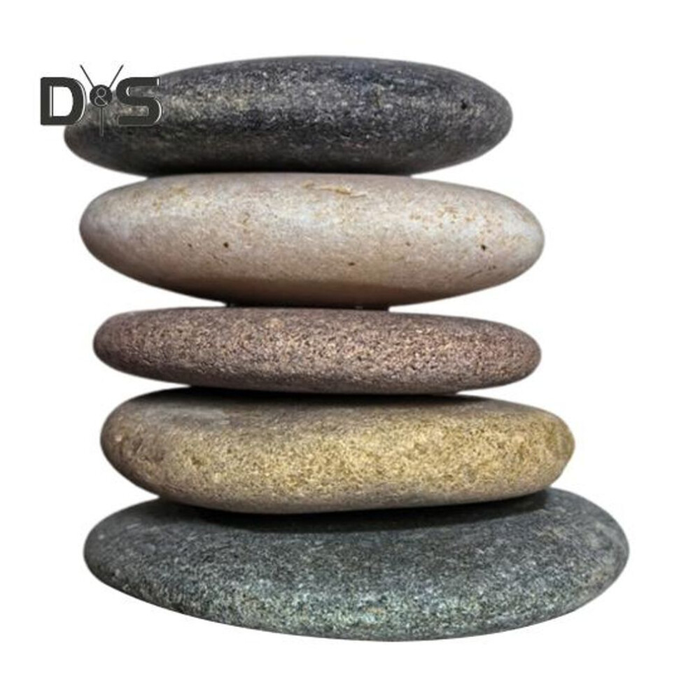 (as the picture, L) 5 Pcs Painting Pebbles Natural River Rocks Smooth Unpolished Flat Pebbles for Kids Adults Painting Art DIY Crafting Garden Decor