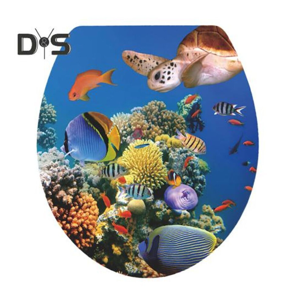 (as the picture, C) Sea World Toilet Sticker Removable Self-adhesive Waterproof PVC Living Room Wall Art Bathroom Toilet Lid Decoration Decal