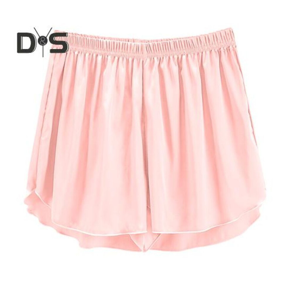 (pink, 3XL) Women Lounge Pajama Shorts Stretchy Ruffles Hem Sleep Bottoms Breathable Casual Sportswear Shorts For Home Yoga Daily Wear