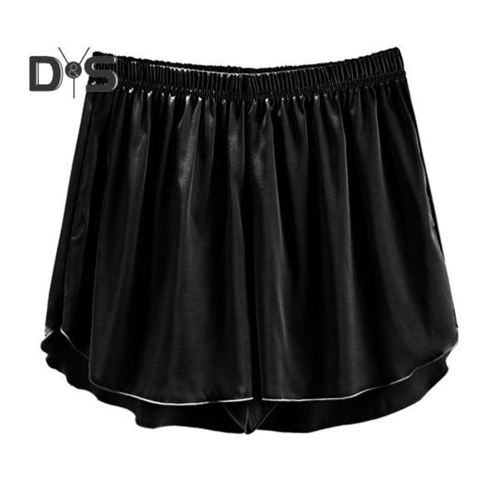 (black, M) Women Lounge Pajama Shorts Stretchy Ruffles Hem Sleep Bottoms Breathable Casual Sportswear Shorts for Home Yoga Daily Wear