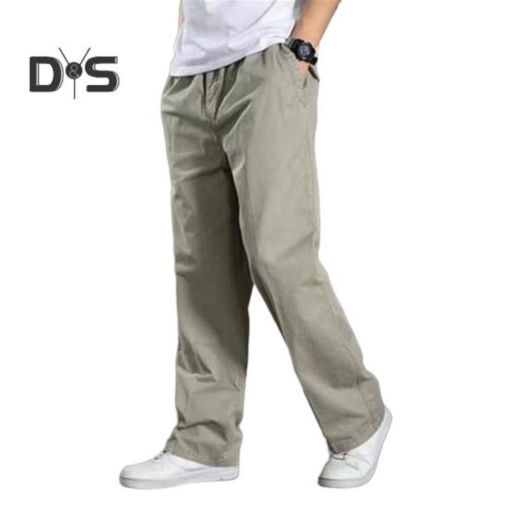 (green, 3XL) Men Work Pants With Pockets Wide Leg Loose Cargo Pants Solid Color Cotton Thin Wear-resistant Trousers Streetwear Slacks For Outdoor Hiking Camping