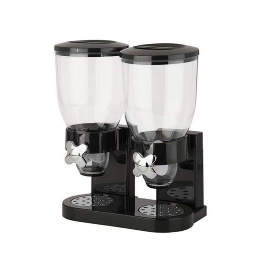 (black, 2Grids) Sealed Food Dispenser Cereals Jar Transparent Kitchen Cereal
