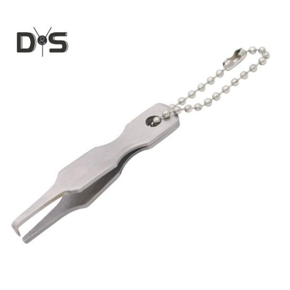 (silver) Stainless Steel Ring Opener With Beaded Chain Portable Double Loop Ring Opening Tools Outdoor Fishing Accessories