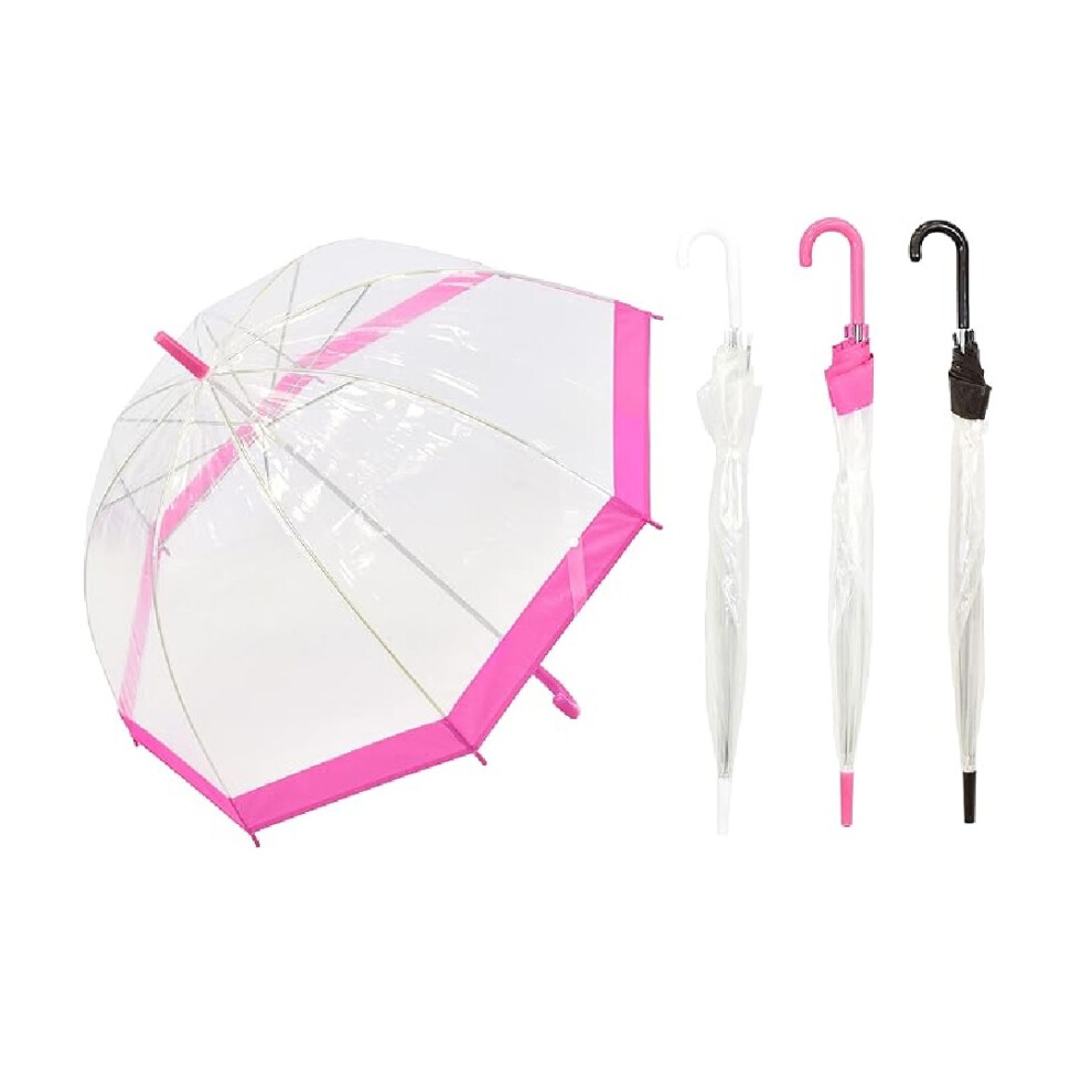 Transparent 80Cm Umbrella Assorted Coloured Tip And Handle