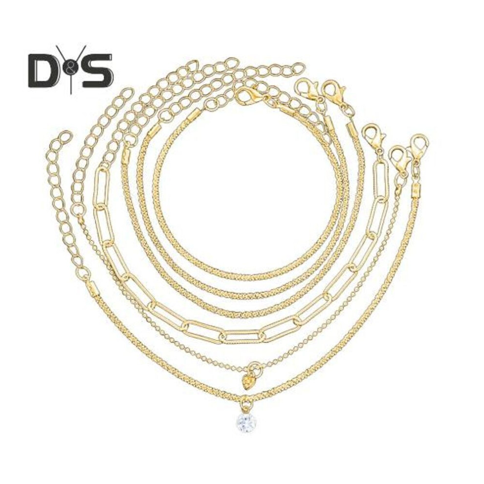 (golden) 6 Pcs/Set Women Bracelets Stackable Rhinestone Decor Hollow Out Glittering Zinc Alloy Electroplating Adjustable Length Lady Wrist Jewelry