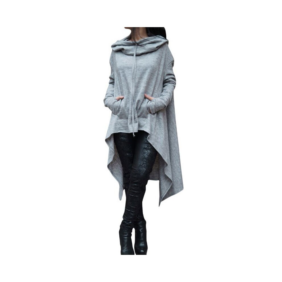 (Gray,2XL)Veste pull longue à capuche sport S5xl mode femme neuve plus couleur unie