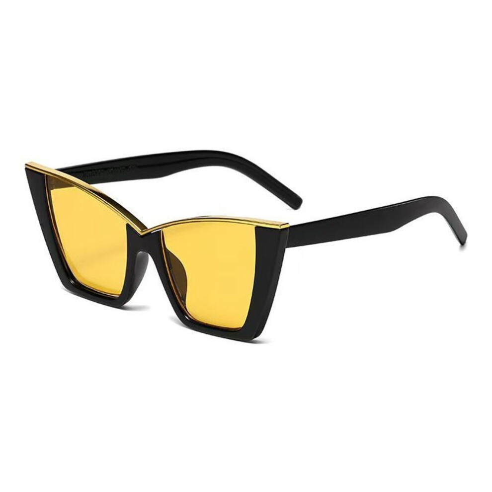 (as the picture, C5 Bright Black Yellow Tablets) Trendy European-American Butterfly Sunglasses - Modern Street Style, Sun Protection, Versatile & Fashionable