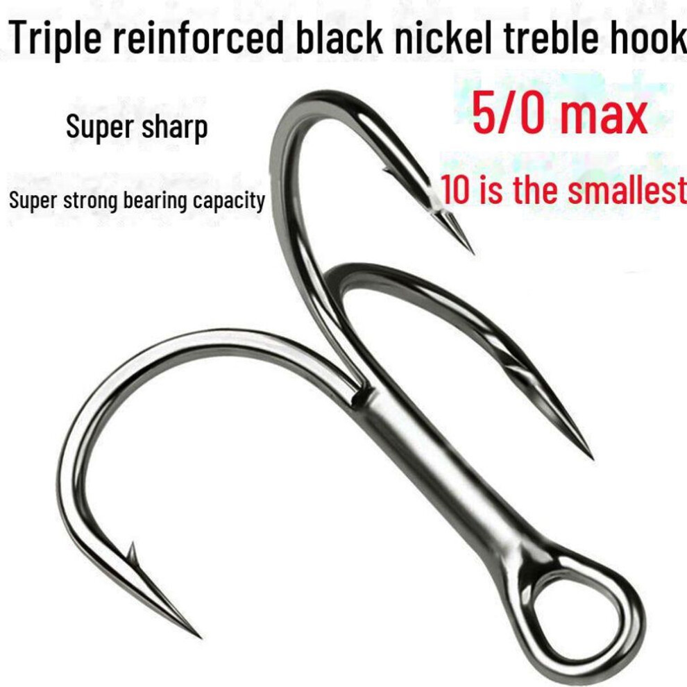 (black, 8#) Triple Reinforced Fishing Hooks with Barbed Three Claw Anchors for Mandarin Fish and Silver Carp