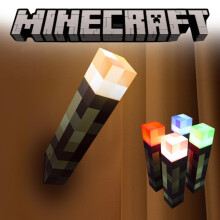 (Four Colour Torch)Minecraft valaiseva soihtu yövalo, USB-ladattava, kaivosmies, raaka-ainete lelu, lahja, pelaaminen