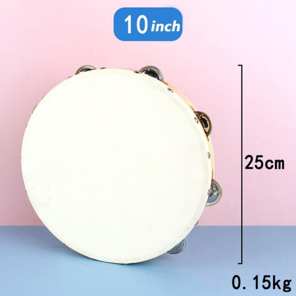 (10inch) Wooden Hand Tambourine 4/6/7/8/10inch Handheld Drum Single Row Tambourine  Dance Concerts