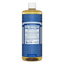 Dr BronnerAs - Pure-castile Liquid Soap Peppermint 32 ounce - Made with Organic Oils 18-in-1 Uses: Face Body Hair Laundry Pets and Dishes conce